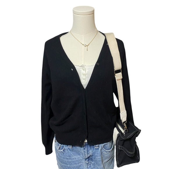 vintage black wool & angora cardigan - Picture 1 of 5